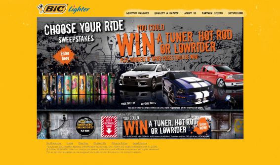 Bic Lighter’s Choose Your Ride Sweepstakes