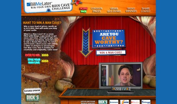 Bill Me Later Win a Man Cave Contest