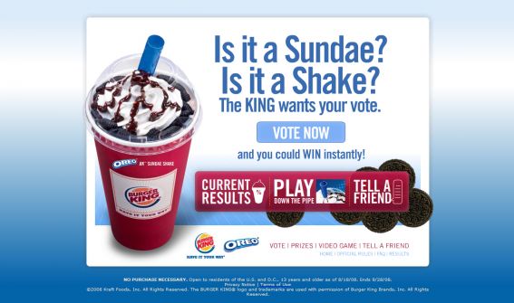 Burger King Oreo Is It a Sundae or Shake Instant Win Game