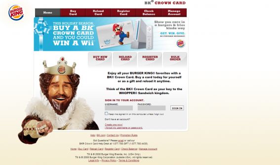 Wii BK Crown Card Game