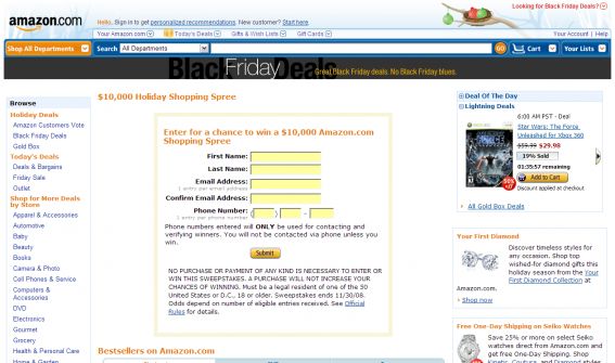 Amazon.com’s 2008 Black Friday Week Sweepstakes