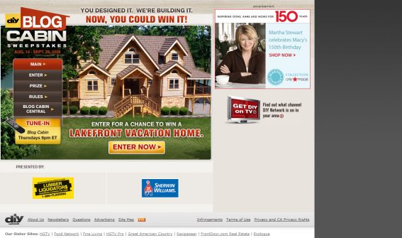 DIY Blog Cabin Sweepstakes