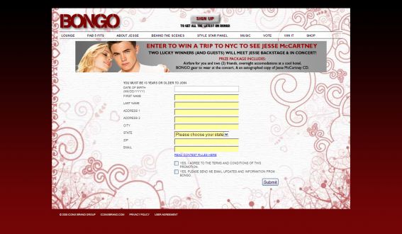 Meet Jesse McCartney on tour Brought to you By Bongo Sweepstakes