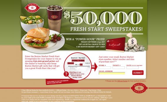 Boston Market $50,000 Fresh Start Sweepstakes