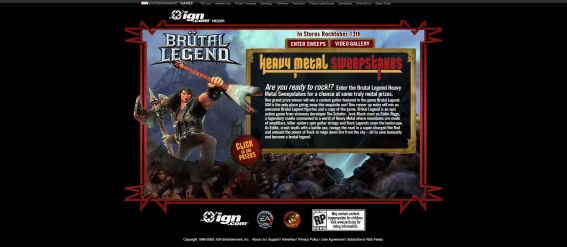 Brutal Legend Sweepstakes Brutal Legend Sweepstakes