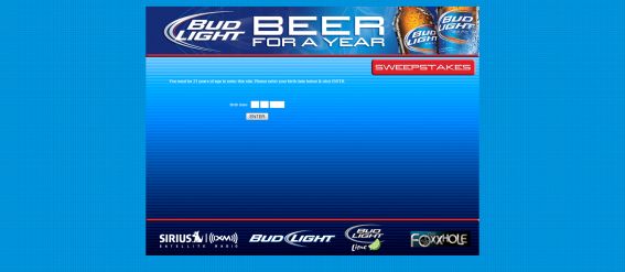 Bud Light Beer For A Year Sweepstakes