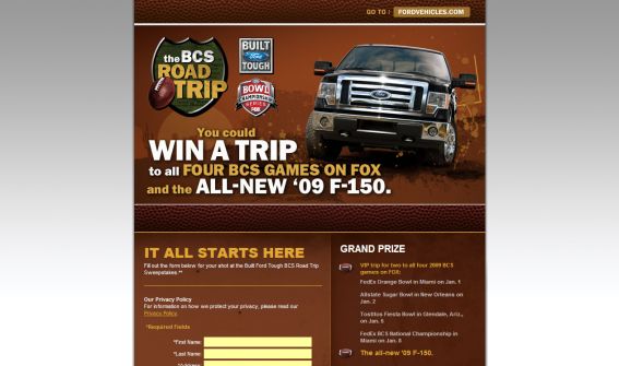 Built Ford Tough BCS Road Trip Sweepstakes