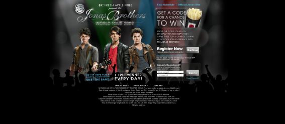 Burger King Jonas Brothers Game
