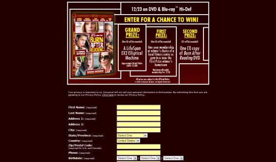 Burn After Reading Enter To Win Sweepstakes Burn After Reading Enter To Win Sweepstakes