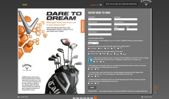 Callaway Golf Dream Bag Sweepstakes Callaway Golf Dream Bag Sweepstakes