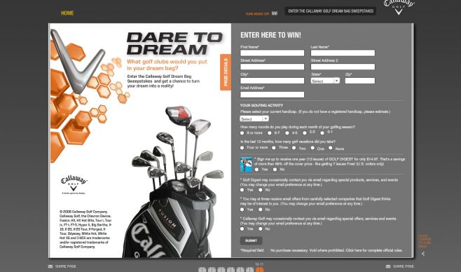 Callaway Golf Dream Bag Sweepstakes Callaway Golf Dream Bag Sweepstakes