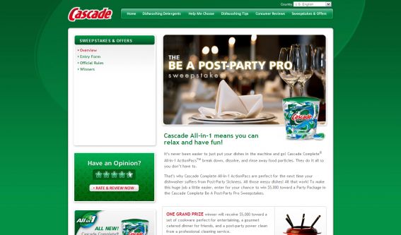 Cascade Be A Post-Party Pro Sweepstakes Cascade Be A Post-Party Pro Sweepstakes