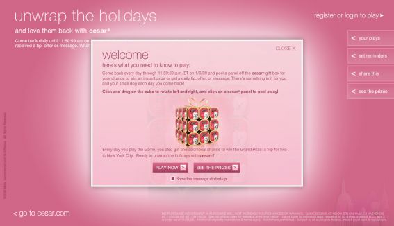 Cesar Unwrap The Holidays Instant Win Game and Sweepstakes