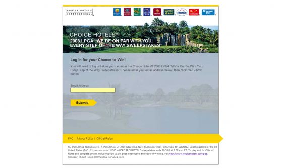 Choice Hotels 2008 LPGA We’re On Par With You, Every Step of the Way Sweepstakes