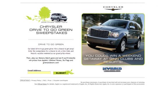 Chrysler Drive To Go Green Sweepstakes