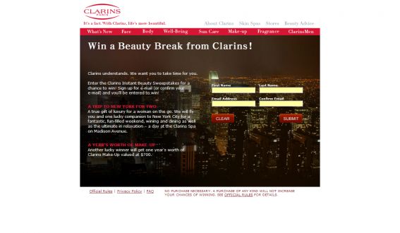 Clarins Instant Beauty Sweepstakes