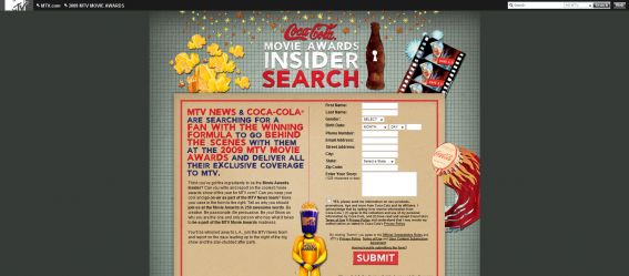 MTV Coca-Cola Movie Award Insider Search
