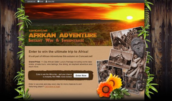 Comcast African Adventure Instant Win Game & Sweepstakes