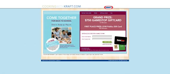 Kraft Come Together for Back to School Instant Win Game