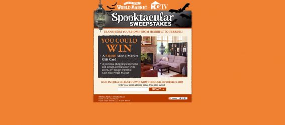 Cost Plus World Market and HGTV Spooktacular Sweepstakes