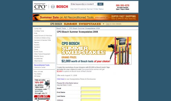 CPO Bosch Summer Sweepstakes 2008