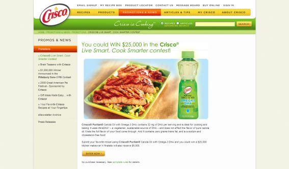 Crisco Live Smart Cook Smarter Contest Crisco Live Smart Cook Smarter Contest