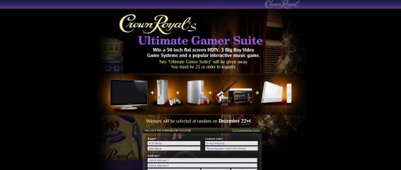 Crown Royal’s Ultimate Gamer Suite Sweepstakes Crown Royal’s Ultimate Gamer Suite Sweepstakes