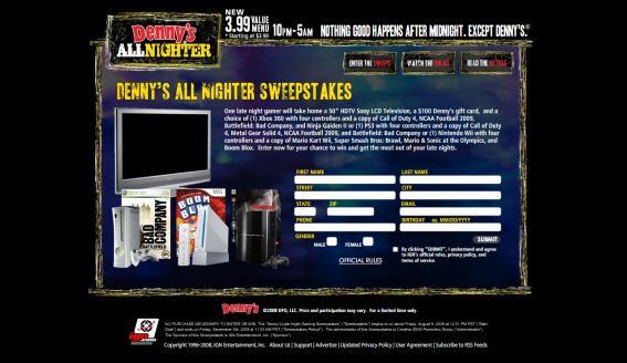 Denny’s Late Night Gaming Sweepstakes