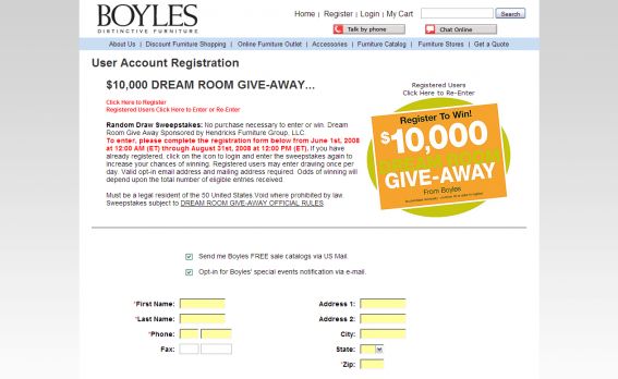 Boyles Distinctive Furniture $10,000 Dream Room Giveaway Sweepstakes
