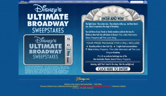 Disney’s Ultimate Broadway Sweepstakes