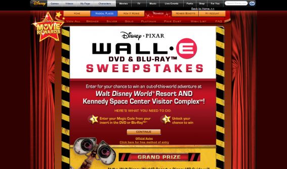 Disney Pixar Wall*E DVD & Blu-ray Sweepstakes