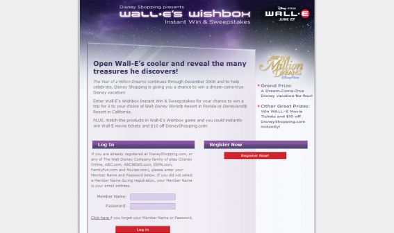 WALL•E’s Wishbox Instant Win and Sweepstakes