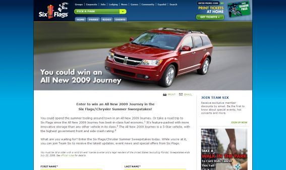 The Six Flags Chrysler Summer Sweepstakes The Six Flags Chrysler Summer Sweepstakes