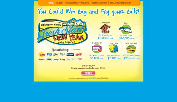 Dollar General Fresh Start New Year Sweepstakes