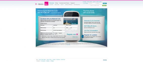 T-Mobile Motorola Cliq Promotion