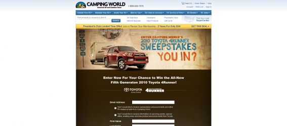Camping World Toyota 4Runner Sweepstakes Camping World Toyota 4Runner Sweepstakes