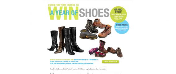 Sears Falls Shoes for a Year Sweepstakes