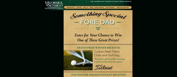 McCormick & Schmick’s Father’s Day Something Special Fore Dad Contest