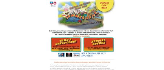 summerdrive2010.com – Chevron and Texaco Credit Card Summer Drive Adventure 2010 Sweepstakes