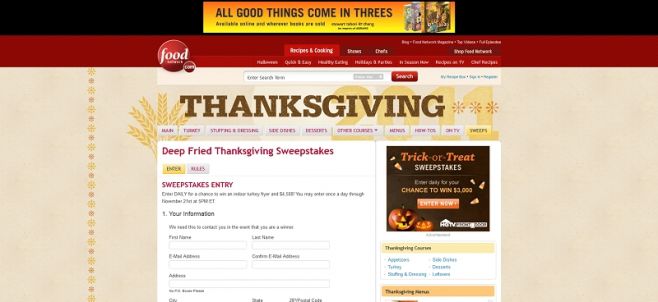 Deep Fried Thanksgiving Sweepstakes Deep Fried Thanksgiving Sweepstakes