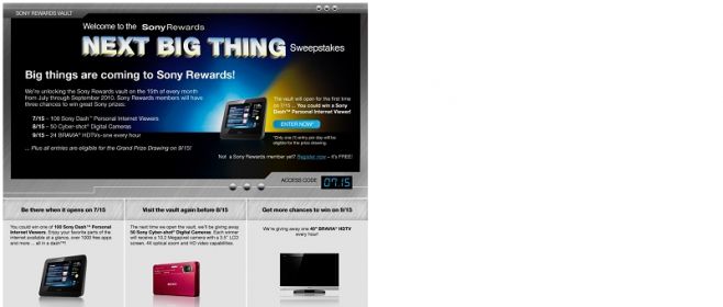 Sony Rewards Next Big Thing Sweepstakes Sony Rewards Next Big Thing Sweepstakes