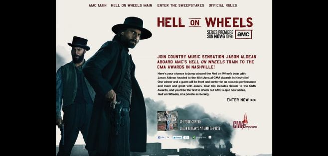 hellonwheelstrain.com – Ride AMC’s Hell On Wheels Train to the CMA Awards Sweepstakes hellonwheelstrain.com – Ride AMC’s Hell On Wheels Train to the CMA Awards Sweepstakes