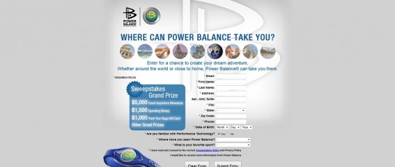 Where Can Power Balance Take You? Sweepstakes