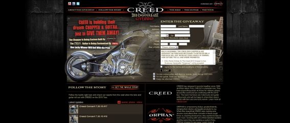 creed2010.com – Creed 2010 Chopper & Axe Giveaway