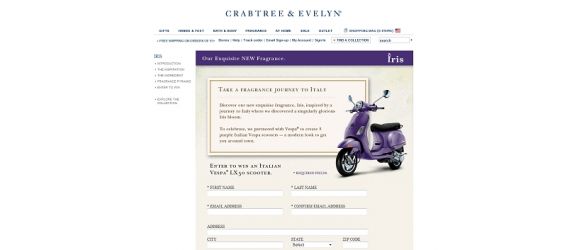 Crabtree & Evelyn VESPA Sweepstakes Crabtree & Evelyn VESPA Sweepstakes