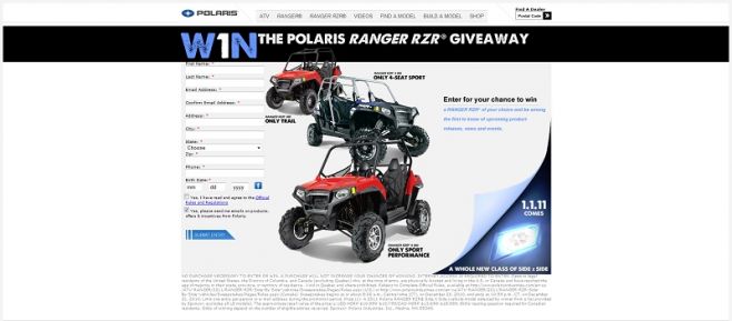 Polaris RANGER RZR Sweepstakes Polaris RANGER RZR Sweepstakes