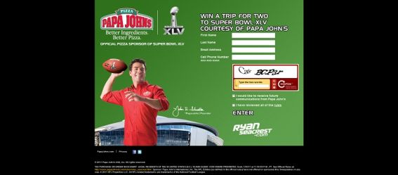 Papa John’s Super Bowl XLV Ticket Sweepstakes
