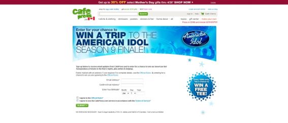 CafePress American Idol Sweepstakes