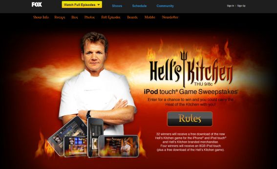 Hell’s Kitchen iPod touch Game Sweepstakes
