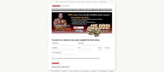 GNC Muscle Tech Dexter Jackson Mr. Olympia Experience Sweepstakes